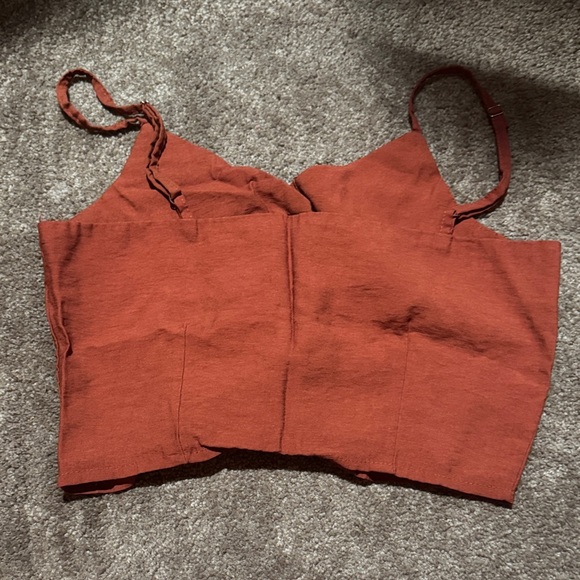 Rust Orange Button-Up Romper - Picture 4 of 4